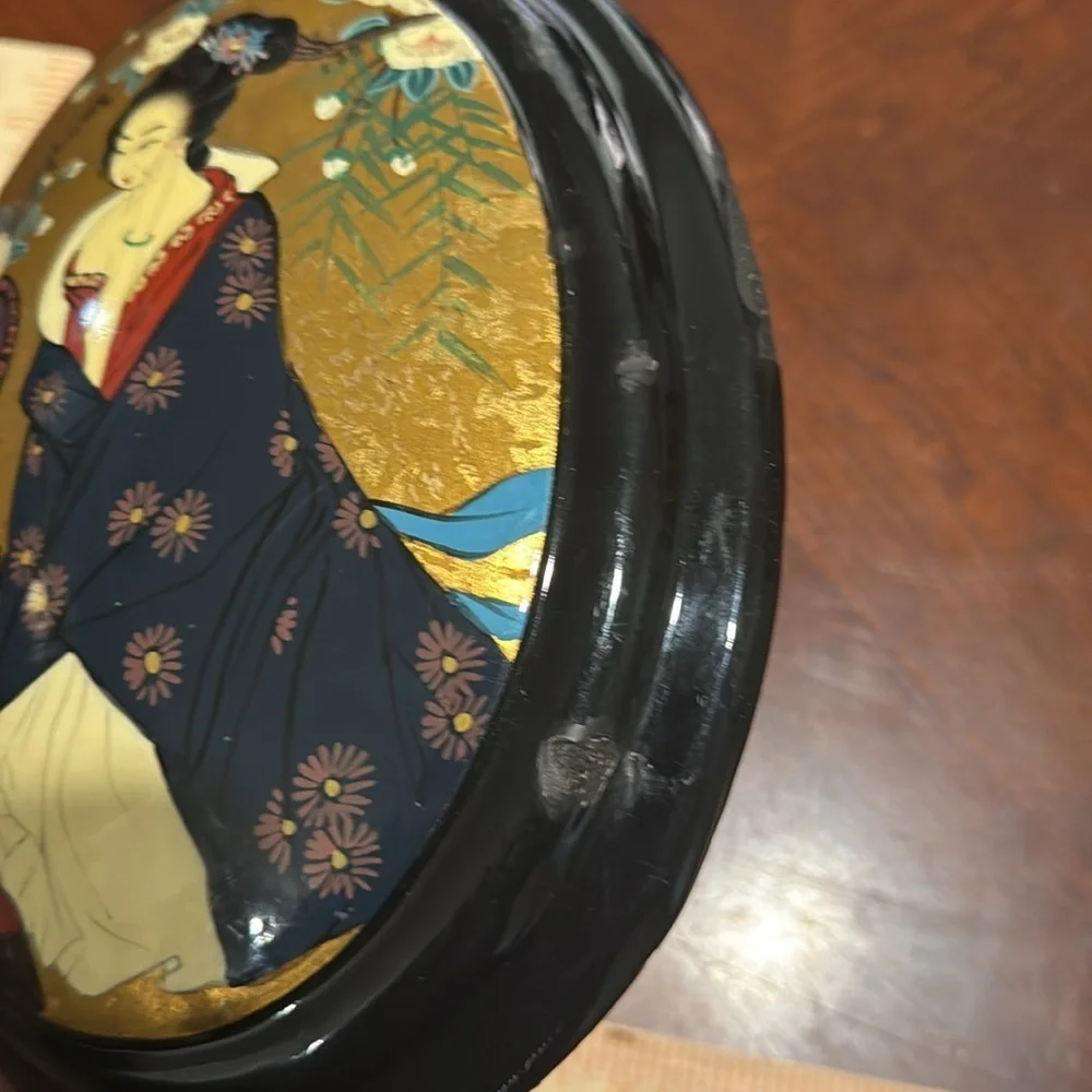 Gorgeous vintage enamel japanese wall painting/ decor